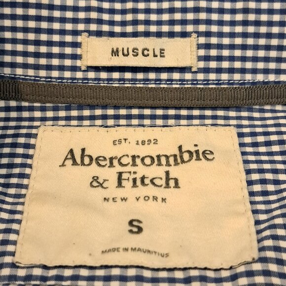 Abercrombie & Fitch Men's Small Long Sleeve Button Down Muscle Fit Plaid Shirt - Picture 4 of 15